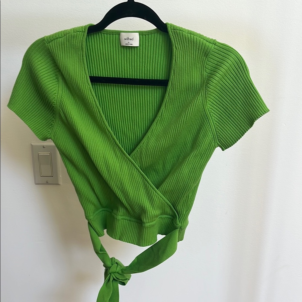 Wilfred Green Ribbed Wrap Blouse